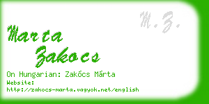 marta zakocs business card